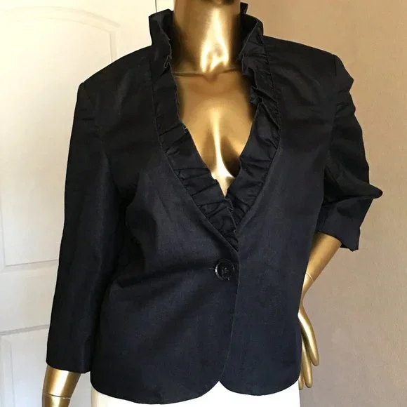 WILLI SMITH Ruffle Collar Swing Blazer / Jacket NEW! - Picture 3 of 11